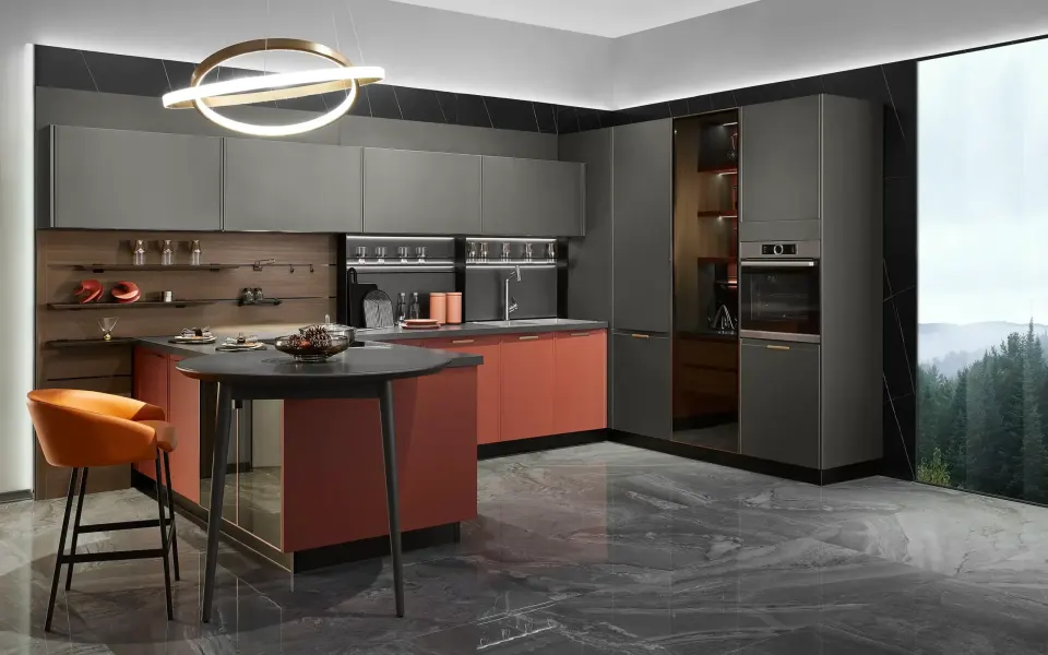 Ada tezgâhlı modern mutfak dolabı